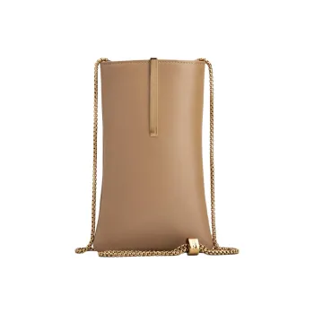 TOD'S Cow Leather Cell Phone Pouch Medium Size Women's Beige Yellow