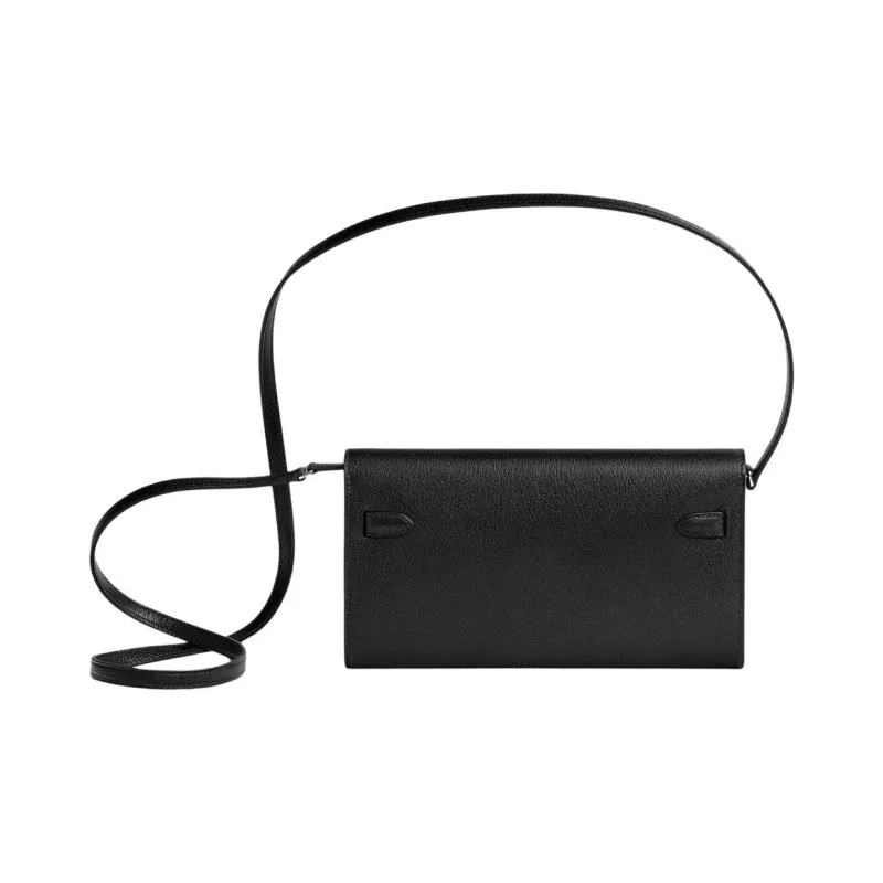 HERMES Kelly To Go Chamkila Goat Skin Wallet Women's 89 Noir Black-1