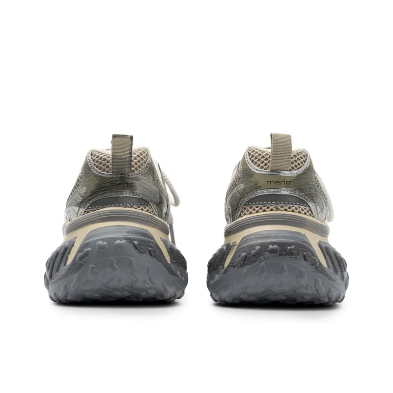 Medd Cushioned Wear Resistant Breathable Lightweight Height Increasing Low Top Chunky Sneakers Unisex Champagne-4