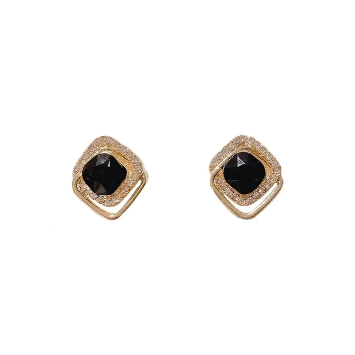 JKEM Alloy/Zircon Stud Earrings Unisex-3