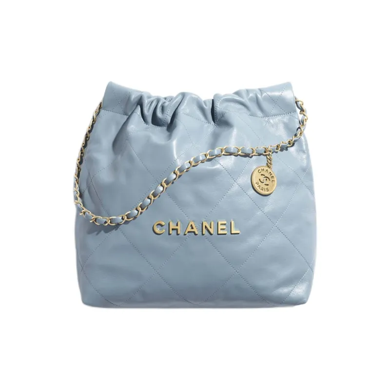 CHANEL Calfskin Crossbody Bag, Shoulder Bag Small Size Women's Blue-1