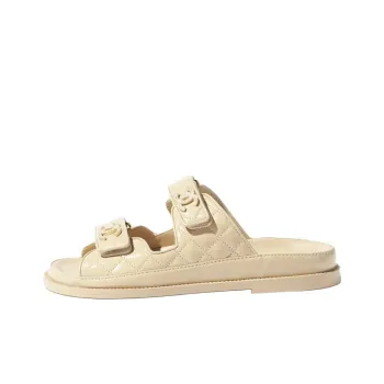 CHANEL Slide Slippers Women's Beige