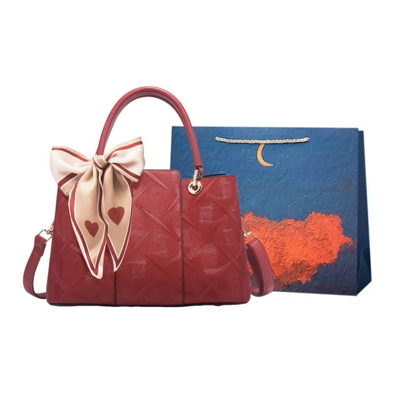 Elsvet Artificial Leather Handbag Women's Dark Blue/Red/Black-0