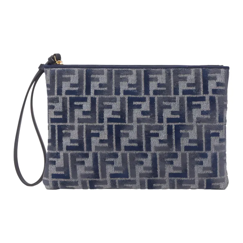 FENDI Peekaboo Calfskin Clutch Women's Blue-0