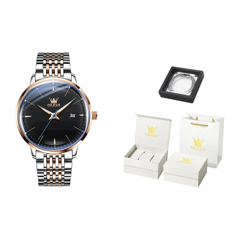 OLEVS Minimalist Series Automatic Mechanical Movement Stainless Steel Watchband Watch Men's Watches White Dial-1