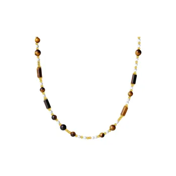DESIGN CIRCLES Tiger's Eye Stone Necklaces Women's