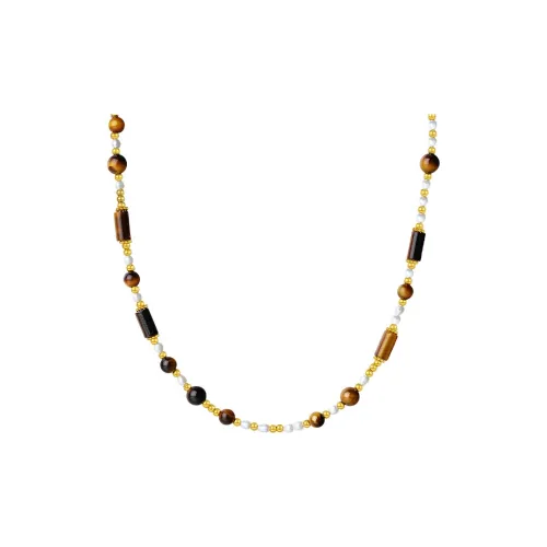 DESIGN CIRCLES Tiger's Eye Stone Necklaces Women's
