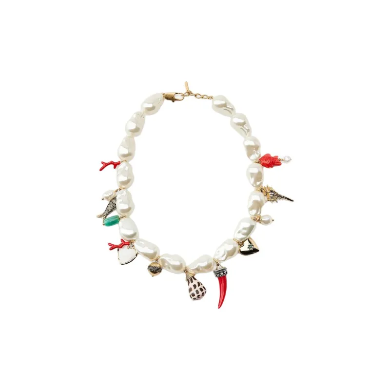 ZARA Artificial Pearl Necklaces Women's White-1