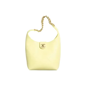 CHANEL Lambskin Crescent Bag Shoulder Bag Women's Light Yellow