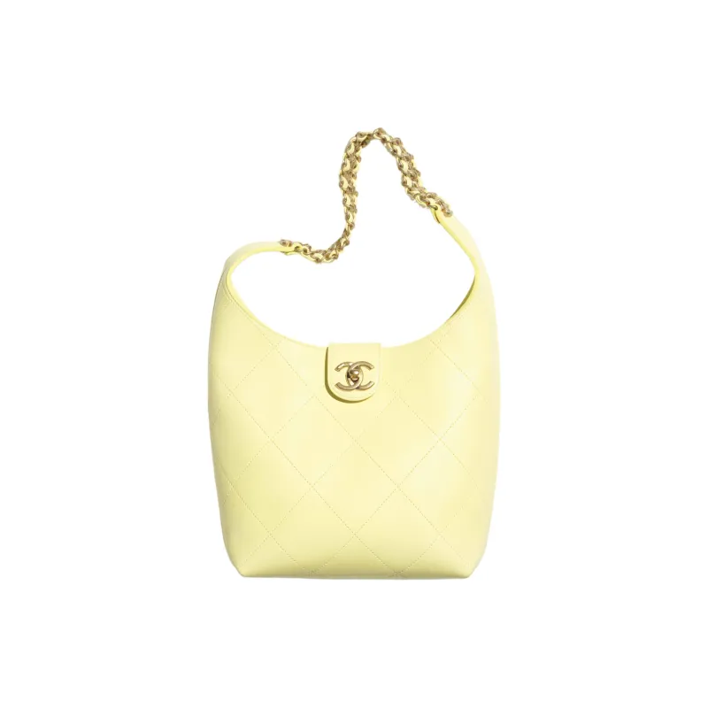 CHANEL Lambskin Crescent Bag Shoulder Bag Women's Light Yellow-0