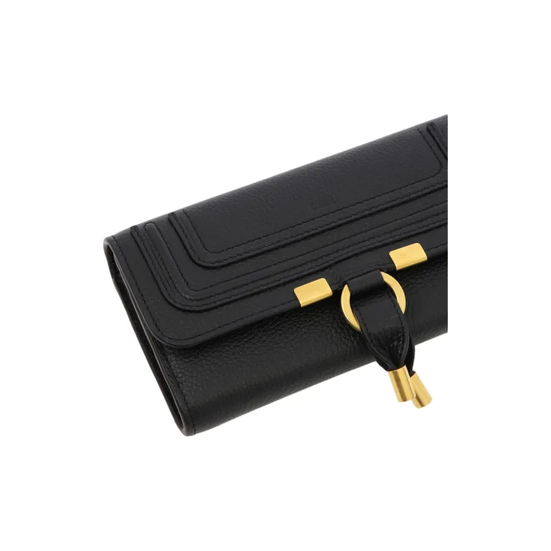 Chloe Marcie Grain Calfskin Wallet Women's Black-3