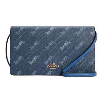 COACH Leather Flap Bag Shoulder Bag Crossbody Bag Small Size Women's Blue