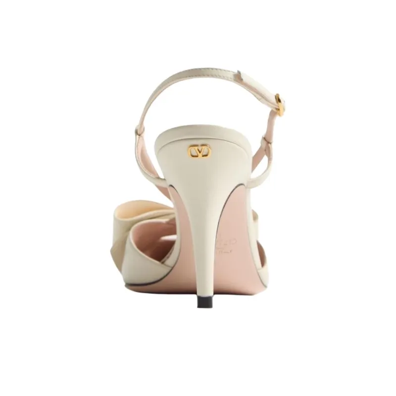 Valentino Bowow Slim Heel High Heels 8.5cm Women's Ivory White-5