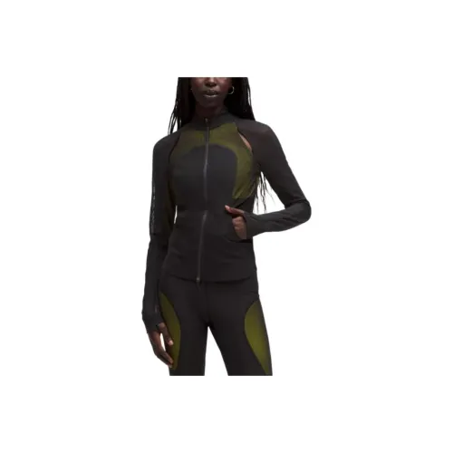 Lululemon x SLNSH Define Mesh SS25 Jacket Cropped Women's Black/Serpentinite Yellow/BLK/YLSR