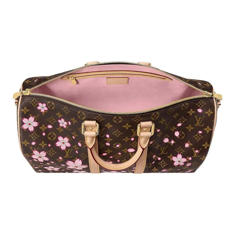 LOUIS VUITTON X Takashi Murakami Keepall Bandouliere 45 Sakura Brown-3