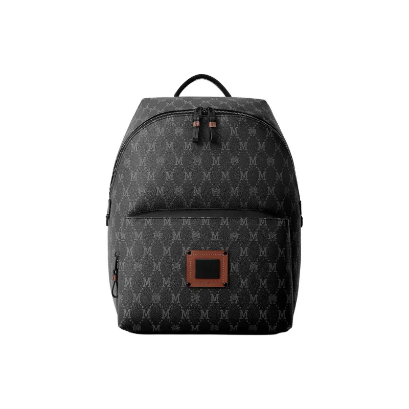 FION Mountain And Sea Journey Series Artificial Leather Backpack Regular Unisex Black-1