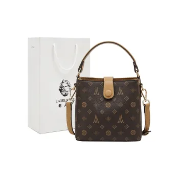 Old Man's Head Synthetic Leather Bucket Bags Handbags Medium Size Women's Coffee