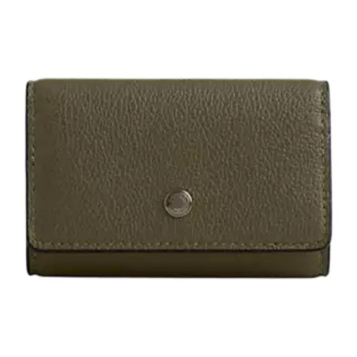 COACH Key Case Leather Key Pouch Mini Men's Green-0