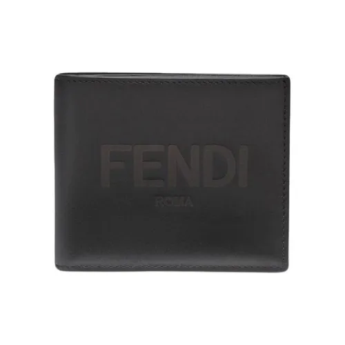 FENDI Calfskin Wallets With Money Clip Men's Black