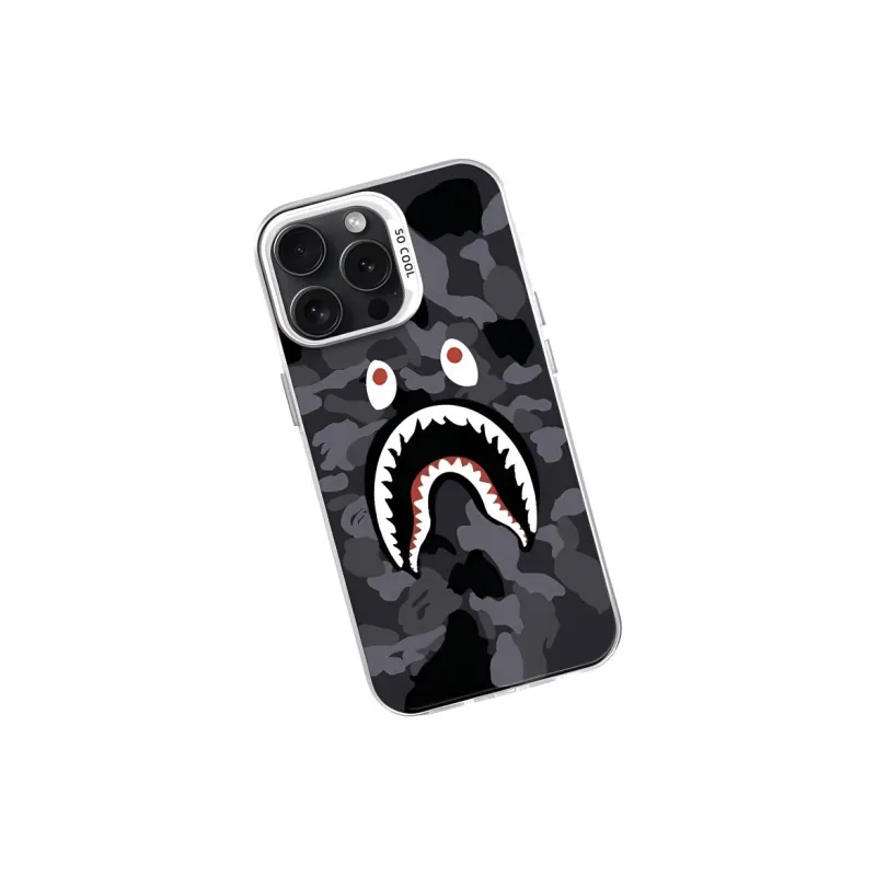 Sopi Acrylic Material Camouflage Shark Phone Cases Compatible With IPhone 16/15 Pro Max/Apple 13/14 Pro Max Collection-5