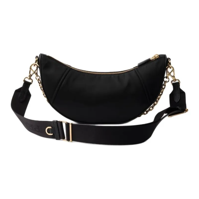 PRADA Re Nylon Recycled Nylon Crescent Bag Shoulder Bag Women's Black-3