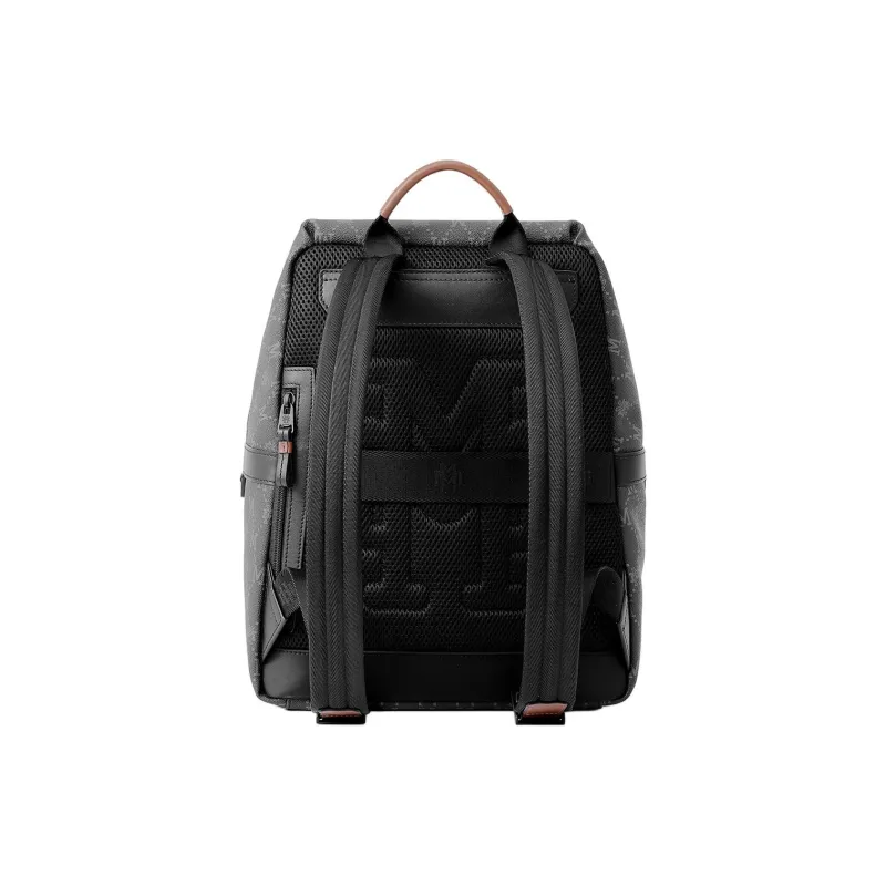 FION Mountain And Sea Journey Series Artificial Leather Backpack Regular Unisex Black-3