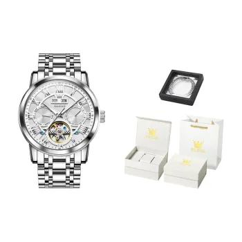 OLEVS Wisdom Series Mechanical Movement Stainless Steel Watchband Watch Men's Watches White Dial