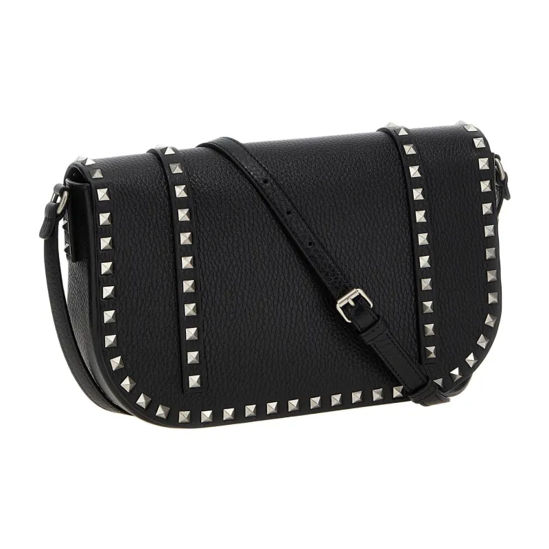 Valentino Rockstud Cow Leather Shoulder Bag Crossbody Bag Women's Black-1