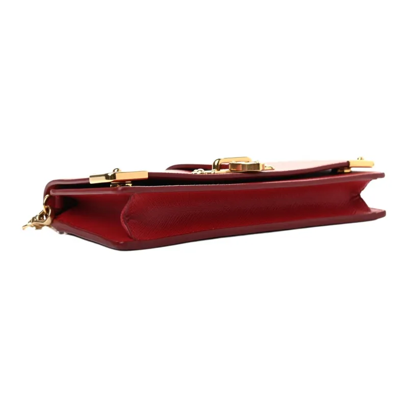 PRADA Cahier Leather Shoulder Bag Mini Women's Red-2