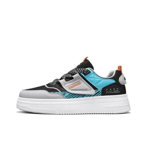 DEERWAY Anti Slip And Wear Resistant Breathable Low Top Skateboard Shoes Men's Black Gray Blue