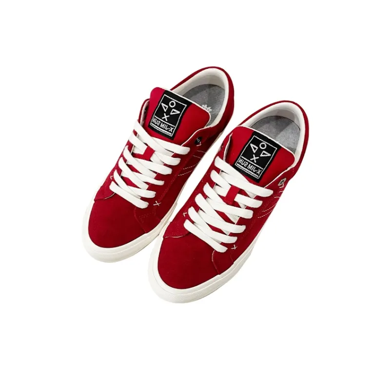 X JIMSUN Coverage Balance Support Low Top Skateboard Shoes Unisex Red White-3
