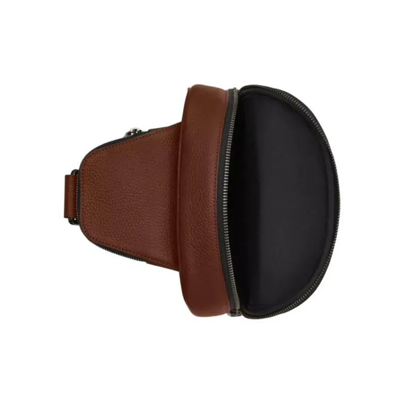 COACH ETHAN Litchi Grain Leather Sling Bag Regular Men's Saddle Brown-2