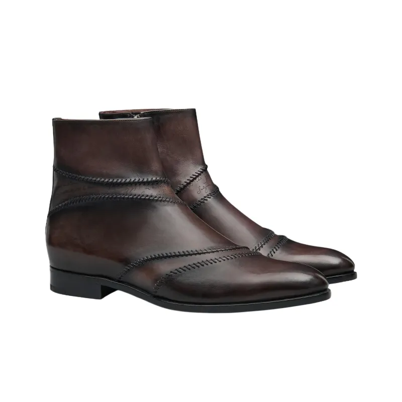 BERLUTI Rapiécé Reprisé Scritto 24 Winter Collection Ankle Boots Men's Dark Brown-2