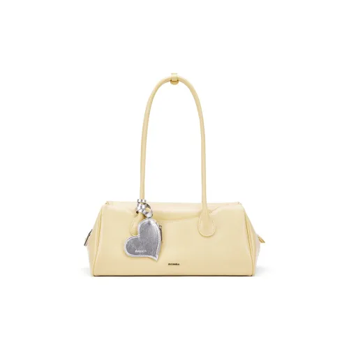 MCMIKO Cow Leather Portable Shoulder Bag Women
s Cream Pudding