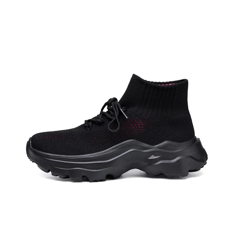 Kuding Casual Shoes Unisex Mid Top All Black/Black White/Khaki/Black Red/Black Green-12