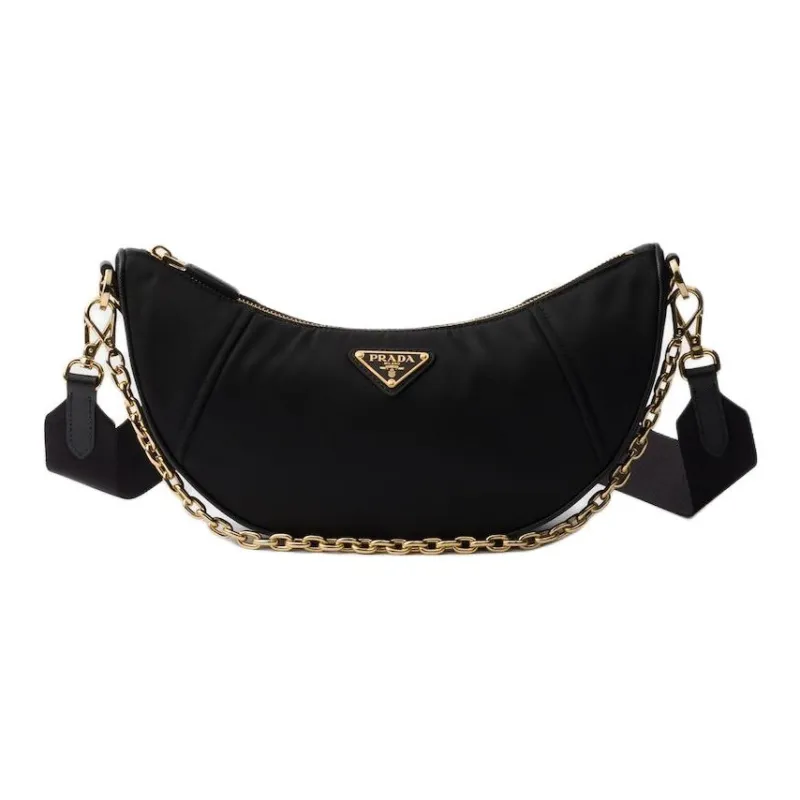 PRADA Re Nylon Recycled Nylon Crescent Bag Shoulder Bag Women's Black-0