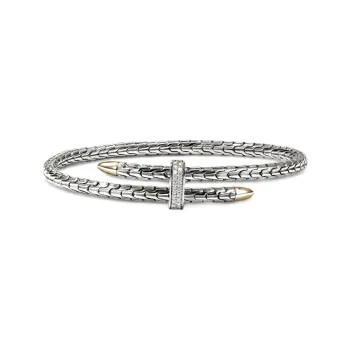 John Hardy Sterling Silver 18 Yellow Gold Spear Flex Diamond Cuff