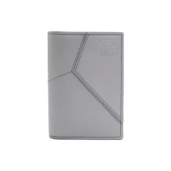 LOEWE Puzzle Cow Leather Card Holder Wallet Men's Asphalt Gray