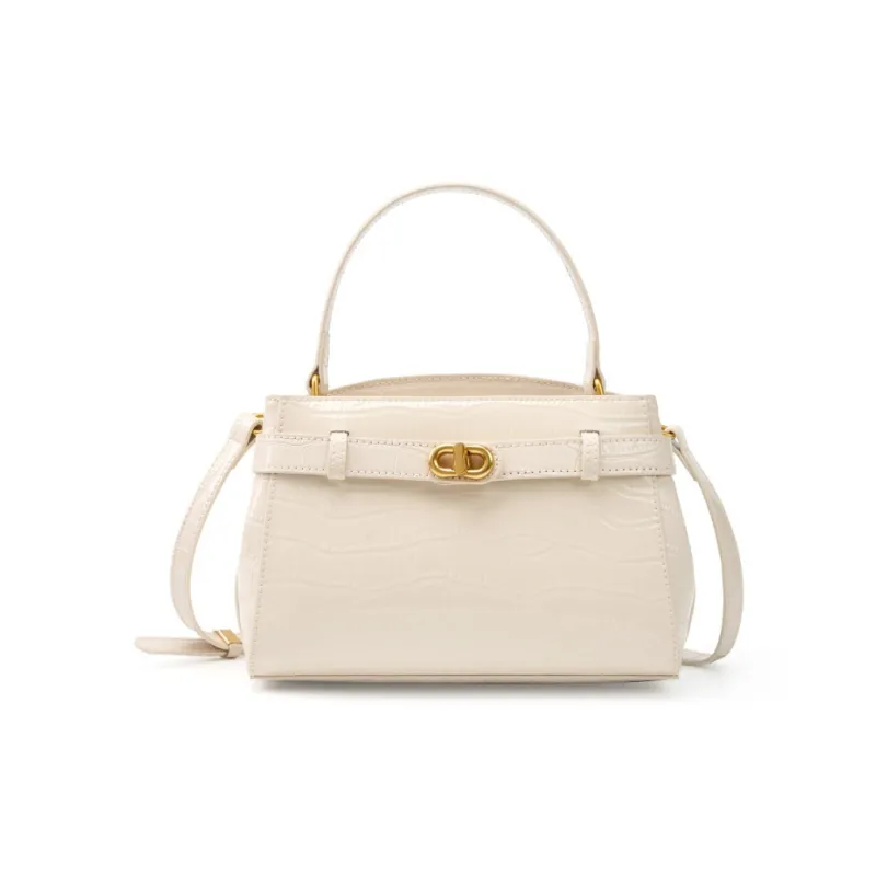 PAYOT Cow Leather One Shoulder Crossbody Handbag Women's Black/White-5