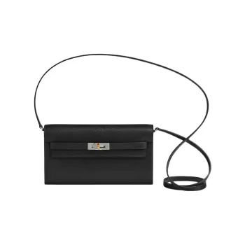HERMES Kelly To Go Chamkila Goat Skin Wallet Women's 89 Noir Black