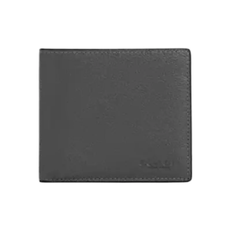 COACH Smooth Calf Leather Wallet Mini Men's Black-0