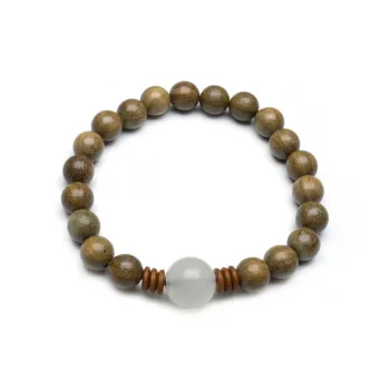 ZHOUDIWANG Green Sandalwood Wooden Bracelets Unisex