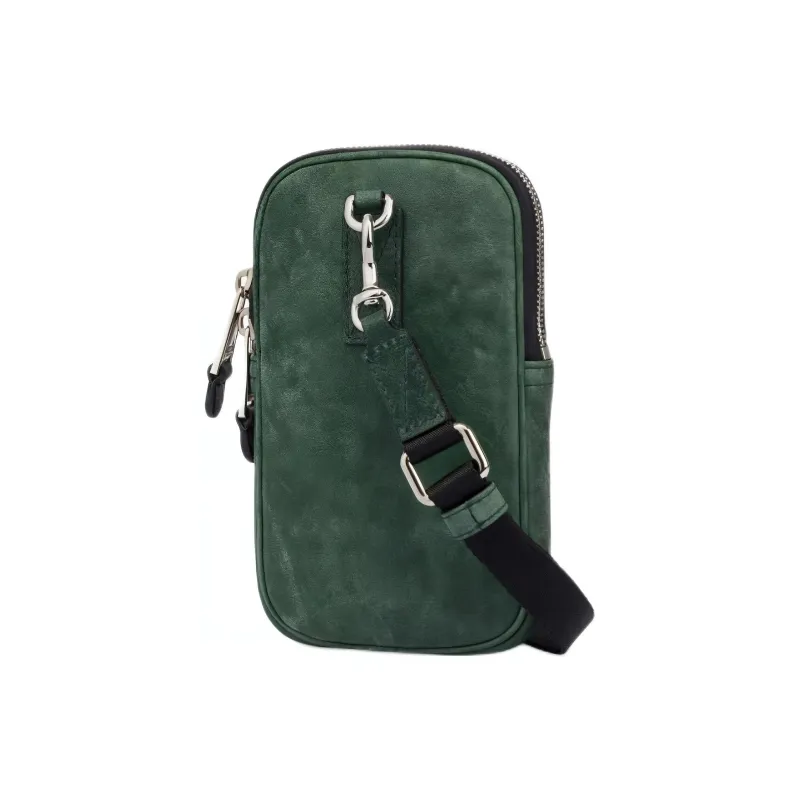 MOSCHINO Washable Nappa Leather With Sheepskin Cell Phone Pouch Men's Dark Green-2