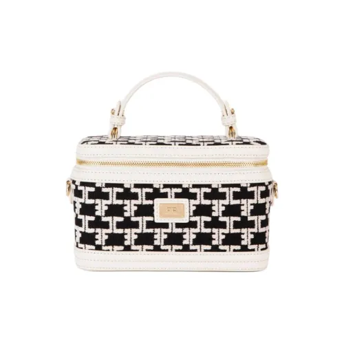 Elisabetta Franchi Viscose Portable Crossbody One Shoulder Makeup Bag Women's Butter/Black
