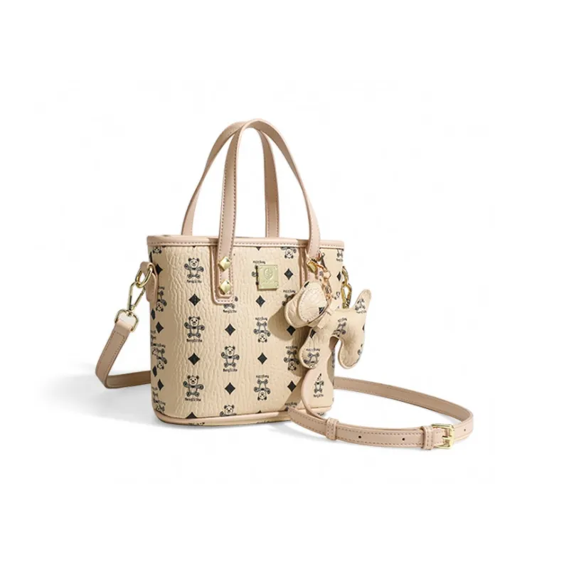 CLEVER& KETCH PU Tote Shoulder Bag, Crossbody Bag, Handbag Women's Apricot/Pink/Brown-2