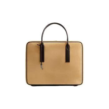 Bottega Veneta Calfskin Handbag Tubas Men's Sucrose With Gummy