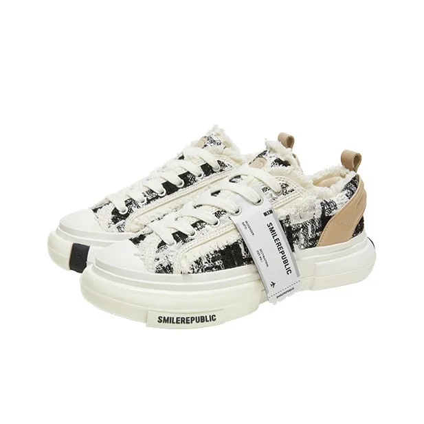 SMILEREPUBLIC INCEPTION 70s Anti Slip Wear Resistant Low Top Canvas Shoes Unisex Black White-1