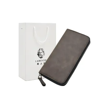 Old Man's Head Synthetic Leather Wallet Men's Dark Brown