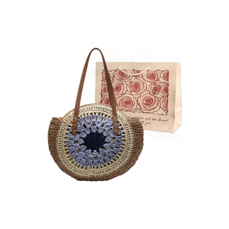 VERADONNA Straw Woven Shoulder Bag Women's Multicolor-5