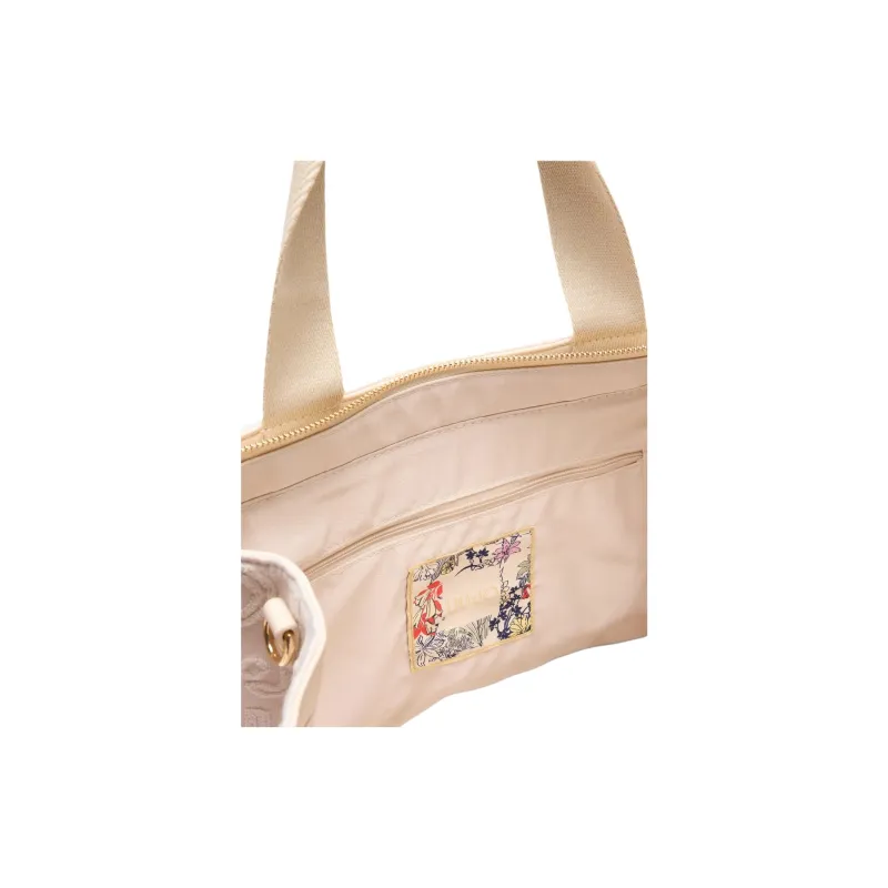 LIU·JO Cotton Tote Bag, Shopping Bag, Shoulder Bag, Handbag Women's Champagne-4